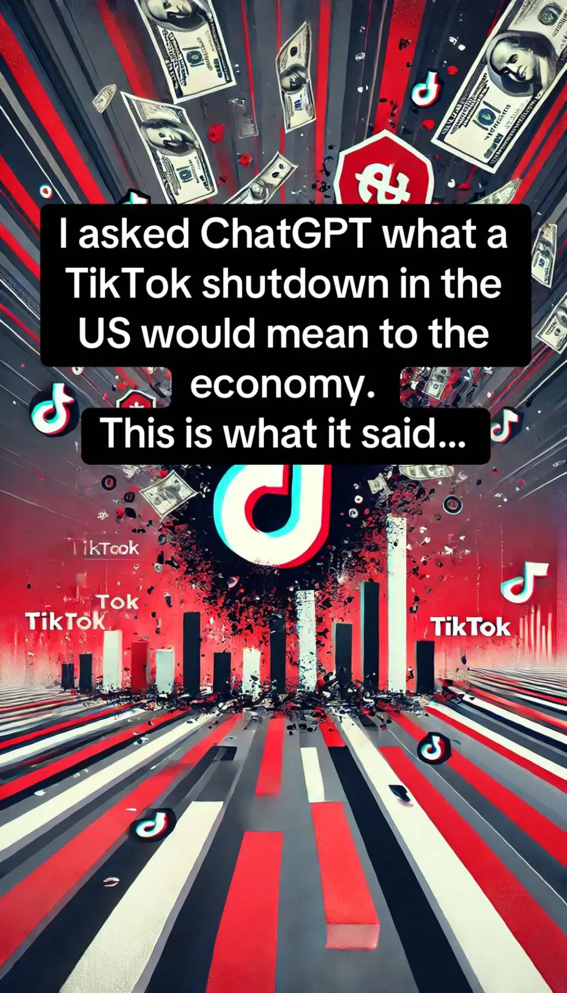 Estimating the dollar impact of a TikTok shutdown on the U.S. economy involves examining its direct contributions, spillover effects, and lost opportunities. Here’s a rough breakdown in terms of dollars: 1. Loss of TikTok Ad Revenue 	•	TikTok was projected to generate $6 billion in ad revenue globally in 2024, with a significant portion coming from the U.S. (estimated at 40-50%, or $2.4-$3 billion). 	•	The ad spend that doesn’t transfer effectively to other platforms could represent hundreds of millions in lost revenue for marketers. 2. Impact on E-Commerce and TikTok Shop 	•	TikTok Shop has driven substantial sales for businesses, with the platform facilitating an estimated $20 billion globally in gross merchandise value (GMV) in 2023. 	•	The U.S. accounts for approximately 15-20% of TikTok’s GMV, meaning $3-$4 billion in lost sales for businesses leveraging TikTok Shop. 	•	This could translate into lost profits of $300-$400 million for small businesses and creators. 3. Income Loss for Content Creators 	•	An estimated 4 million U.S. creators earn income through TikTok, with top creators making six to seven figures annually. 	•	Even conservatively estimating average earnings of $1,000 annually per creator, that’s a $4 billion hit to creator incomes. High-performing creators could face disproportionate losses. 4. Small Business Marketing Losses 	•	Over 5 million businesses actively use TikTok in the U.S. to reach consumers. A shutdown would force these businesses to divert their marketing budgets to less effective channels. 	•	If each business loses just $500-$5,000 in sales due to reduced exposure, this could total $2.5 billion to $25 billion in lost revenue across the economy. 5. Job Losses 	•	TikTok Employees: TikTok employs about 1,500 U.S.-based staff, with average tech sector salaries of $150,000-$200,000 annually, leading to $225-$300 million in lost wages. 	•	Peripheral Jobs: Marketing agencies, fulfillment services, and other TikTok-dependent businesses could face ripple effects, potentially affecting 10,000-20,000 additional jobs, leading to another $1-$2 billion in lost wages. 6. Consumer Spending Reductions 	•	TikTok influences billions in consumer spending, particularly among younger demographics. For instance: 	•	TikTok trends reportedly drive $5-$10 billion annually in consumer purchases in the U.S. 	•	Even a 20-30% reduction in this spending due to reduced exposure could result in $1-$3 billion in lost consumer activity. 7. Legal and Financial Ramifications 	•	Loss to ByteDance and Investors: TikTok’s valuation could decline by $50-$70 billion globally, impacting U.S.-based investors like venture capital firms. 	•	Litigation Costs: The U.S. government and TikTok could incur tens of millions in legal expenses tied to disputes over the shutdown. Estimated Total Impact Adding these figures together gives a rough estimate of $10 billion to $20 billion in direct economic losses annually, with broader ripple effects potentially pushing the total to $30 billion or more in the first year. Context While the overall U.S. economy (~$25 trillion GDP) could absorb this, the concentrated impact on small businesses, creators, and tech innovation would create notable disruptions in specific sectors. #tiktokban #tiktokusa🇺🇸 #tiktokcreators #creator #tiktokaffiliate 