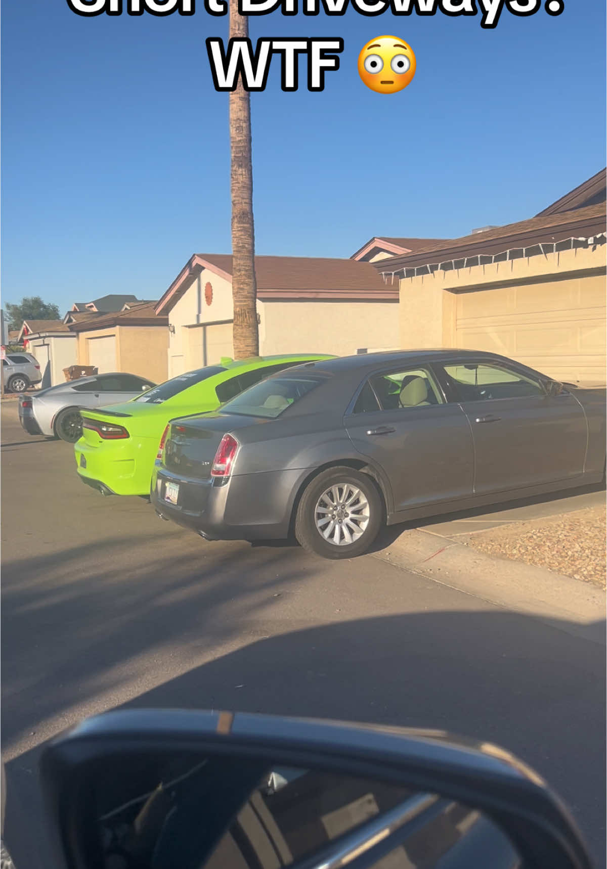 Driveway Dilemma: When your car is longer than your driveway 🚗 #ArizonaLife #ShortDrivewayProblems #ParkingFail #HomeImprovement