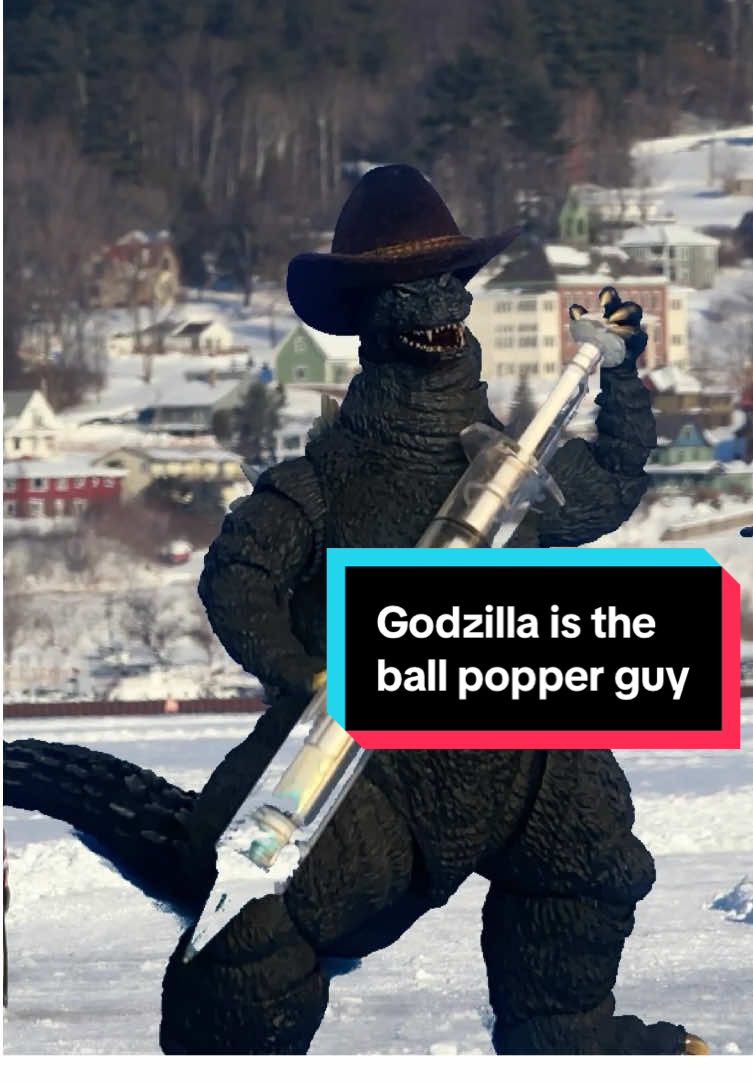 Godzilla is the ball popper guy. AI parody. #godzilla #stopmotion #hiyatoys #shmonsterarts #ai 