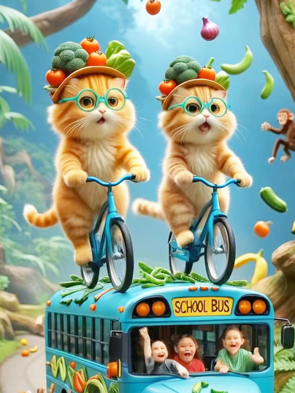 Cute Kitten Dancing and singing meow meow on school bus, Best sounds to attract cat, cute meow #aicats #petdance #CatLovers #CatDance #fyp #VirtualPet #AnimatedCat #DancingCat #schoolbus #catsinging #meowing #meowmeowmeowmeowmeowmeowmeowmeowmeowmeow  #kittenplay #meowdance #meowmeow  #2025 #kitty #kidssong 