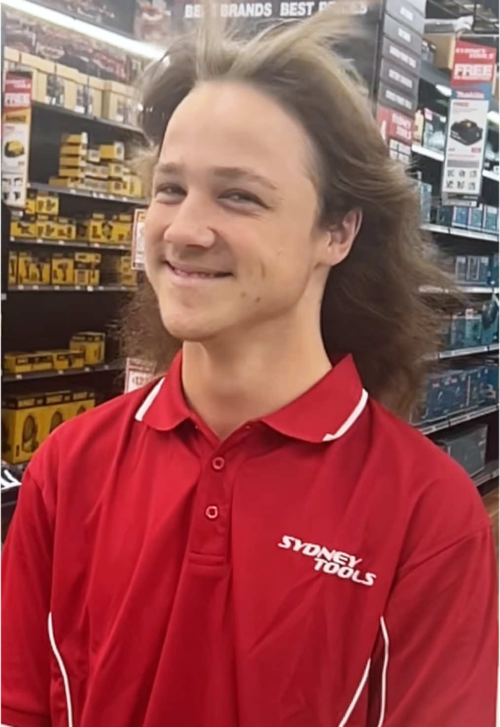 How do you rate Patrick from Sydney Tools South Nowra’s hair from 1 to Joe Dirt? #welovetools #teamsydneytools 