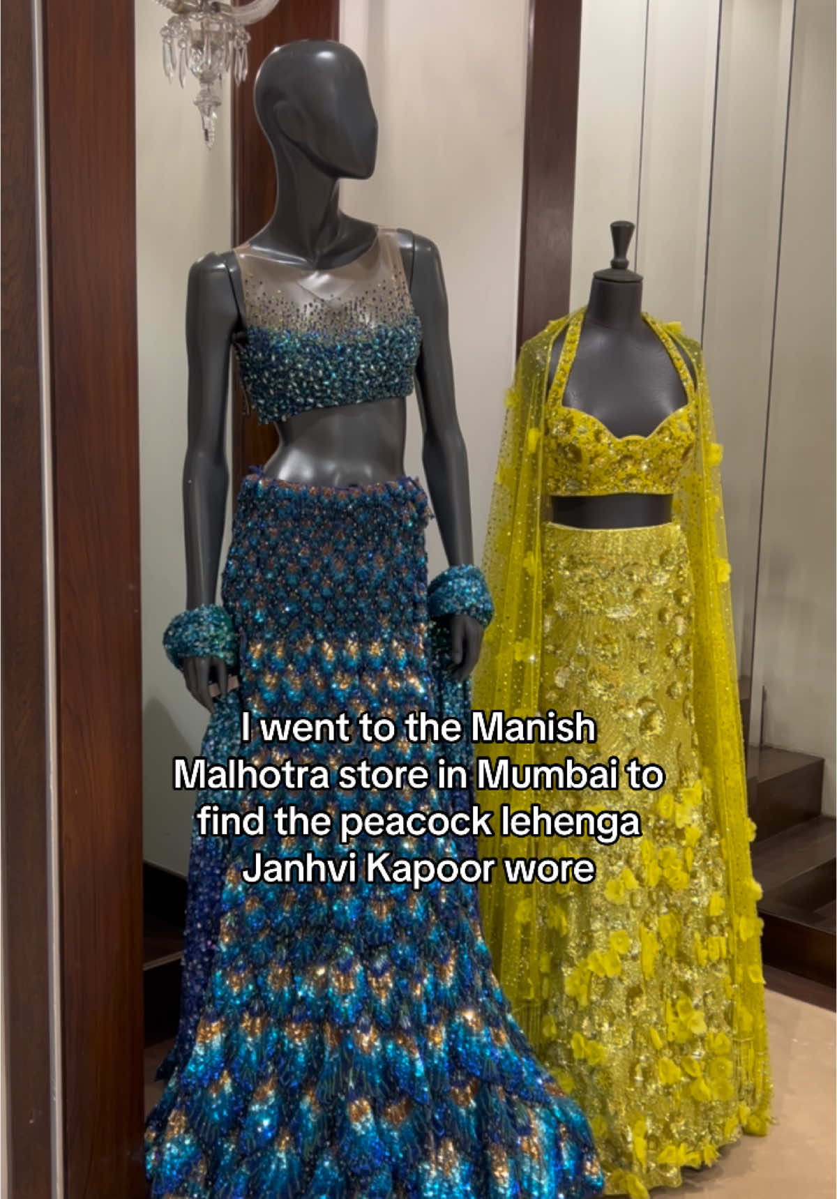 The heaviest lehenga I’ve tried on #manishmalhotra #lehenga #janhvikapoor #india #mumbai #indian #desitok #bollywood #ambaniwedding 