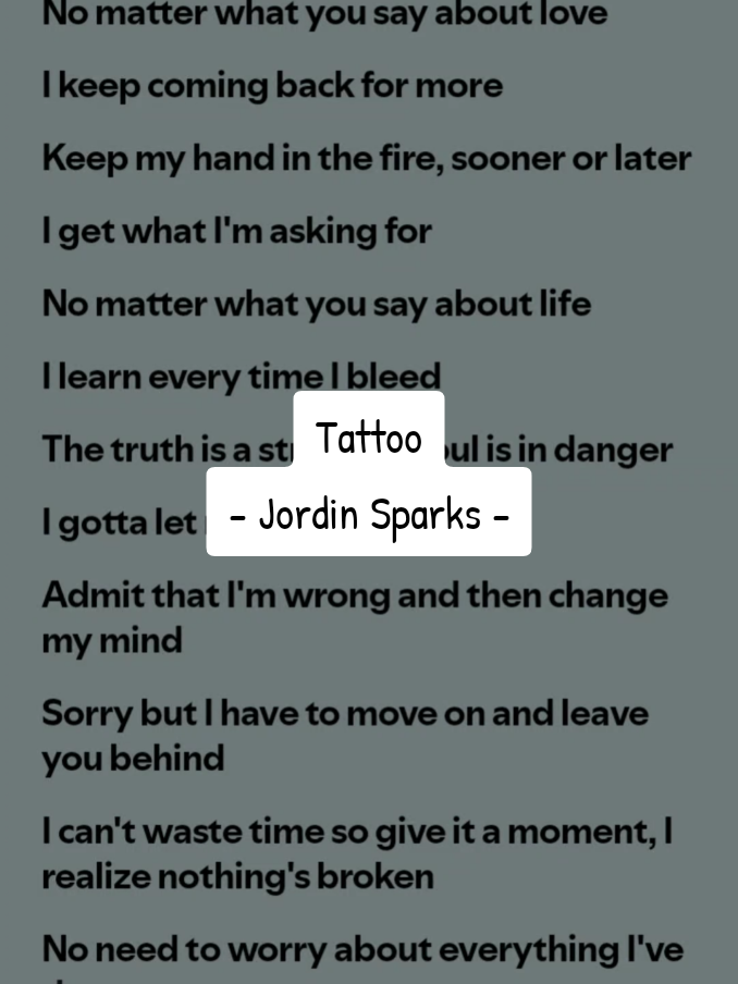 Jordin Sparks - Tattoo #jordinsparks #spotify #lyrics #denlyricss #fypシ゚ #fyp 