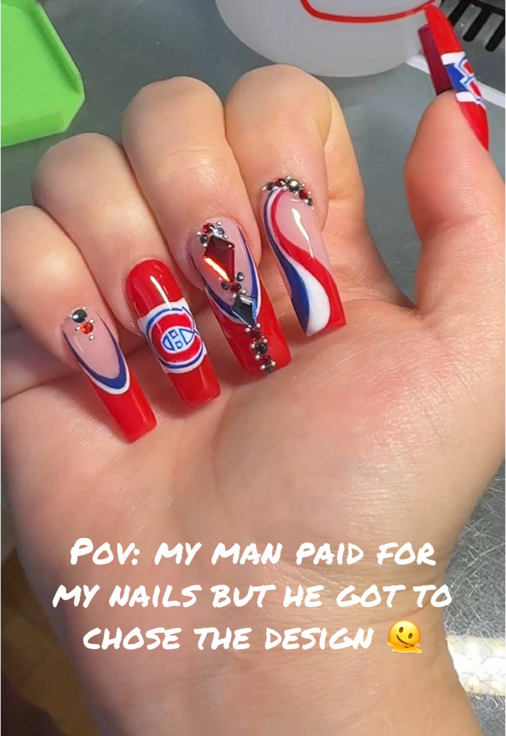 He loves his team  Dm on ig for reservations jazzzynailz ❤️🤍💙 #mtl #montreal #mtlnails #nails #hockey #gohabsgo #montrealcanadiens