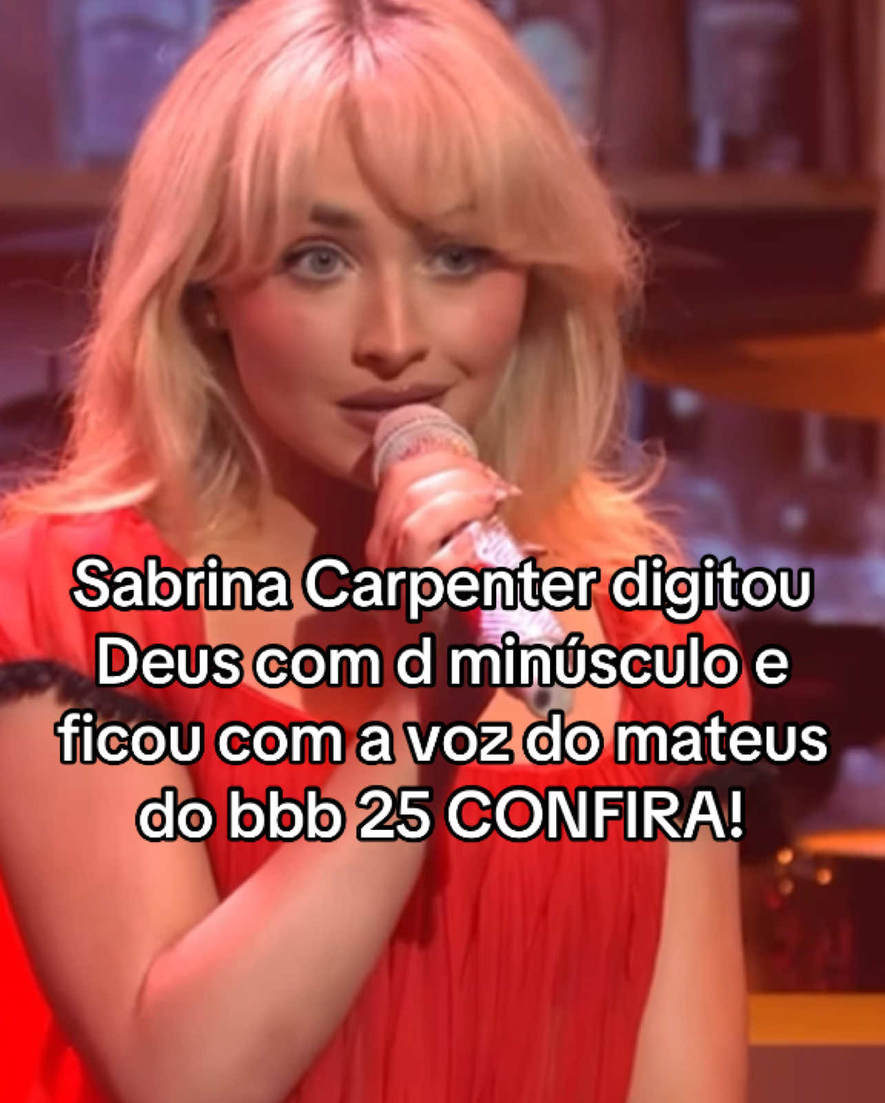 URGENTE: SABRINA CARPENTER DIGITOU DEUS COM D MINUSCULO E FICOU COM A VOZ DO MATEUS DO BBB 25 #fyp #foryoupage #fypシ゚ #sabrinacarpenter #bbb #bbb25 #floptok #espresso 