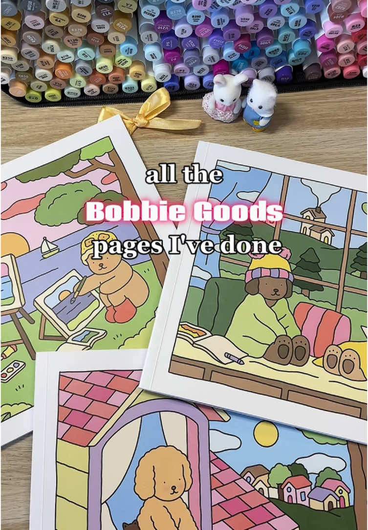 Here is the progress of my @bobbiegoods books 🧸💗 What's your favorite page? 🥰  #coloring #coloringtherapy #bobbiegoodscoloringbook #bobbiegoods #coloriage #cutecoloring #colouring #cozycoloring 