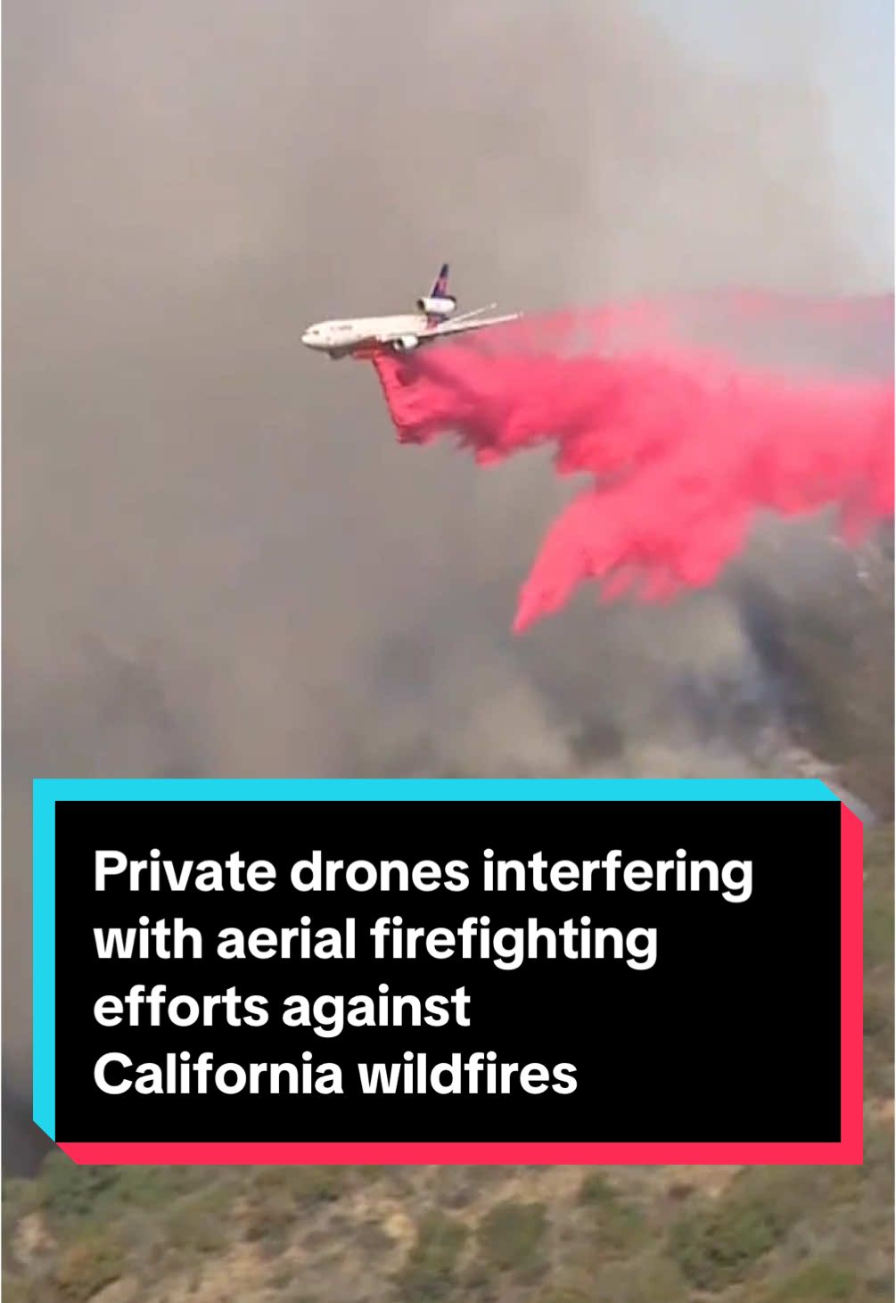 California officials say there have been at least 40 incidents involving drones forcing firefighters to temporarily ground air operations. One drone even hit a super scooper, putting a hole in its wing. #news #wildfires #california #losangeles #fire #drones #drone #firefighter 