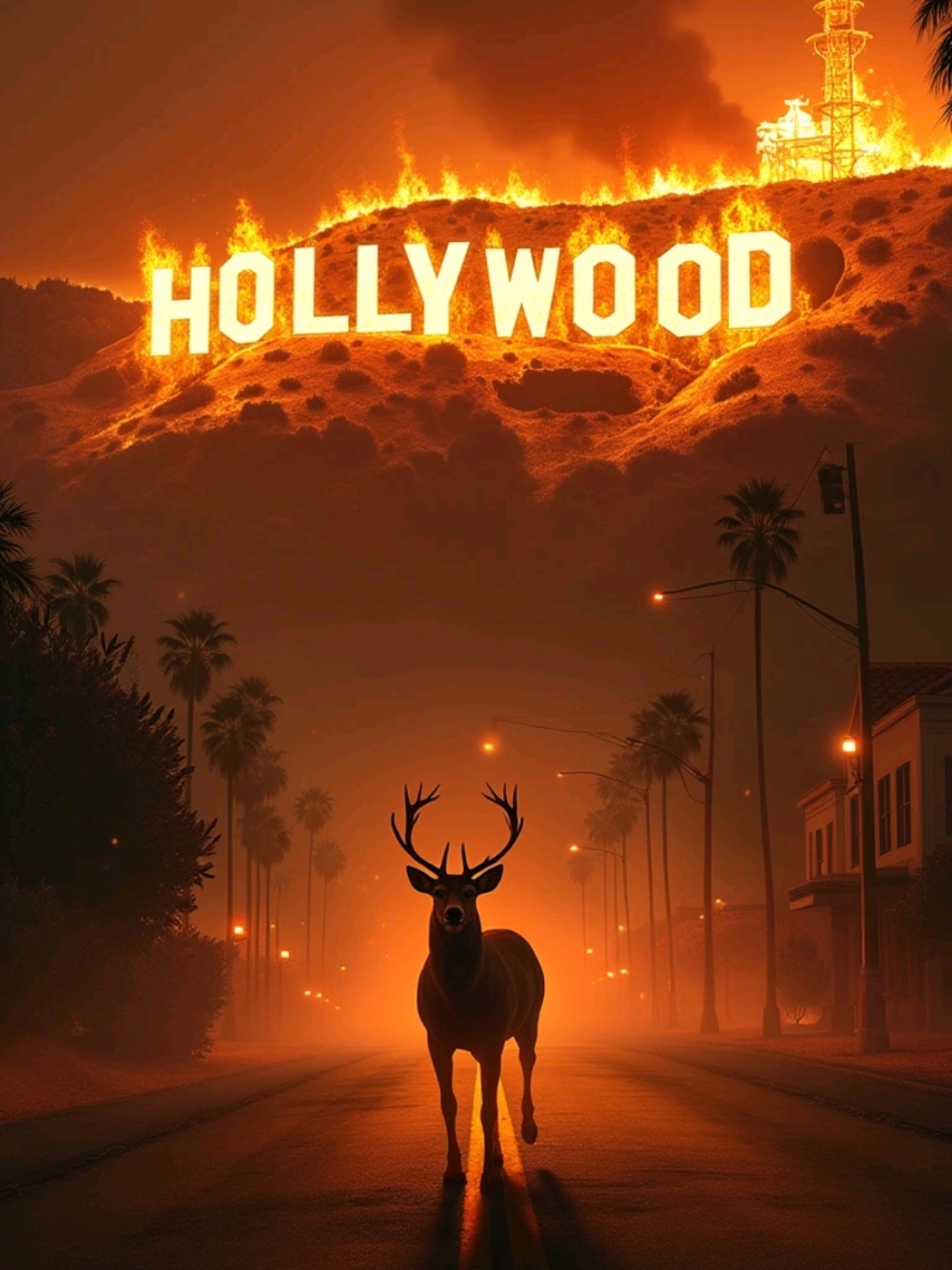 Hollywood em chamas, animais pedem socorro. #hollywood #fogo #firehollywood #fire 