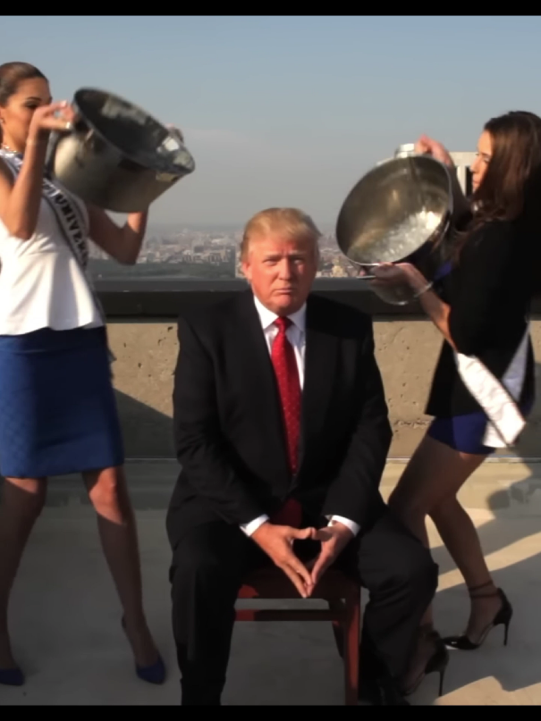 Throwback to when Donald Trump took on the ALS Ice Bucket Challenge! 🪣💦 Nominated by Vince McMahon, Mike Tyson, and even Homer Simpson, he made it unforgettable by completing the challenge on the rooftop of Trump Tower. Talk about making a splash for a great cause! 🌟   #ALSChallenge #IceBucketChallenge #DonaldTrump #VinceMcMahon #MikeTyson #HomerSimpson #TrumpTower #Throwback #ViralMoments #CharityChallenge #TBT #IconicMoments