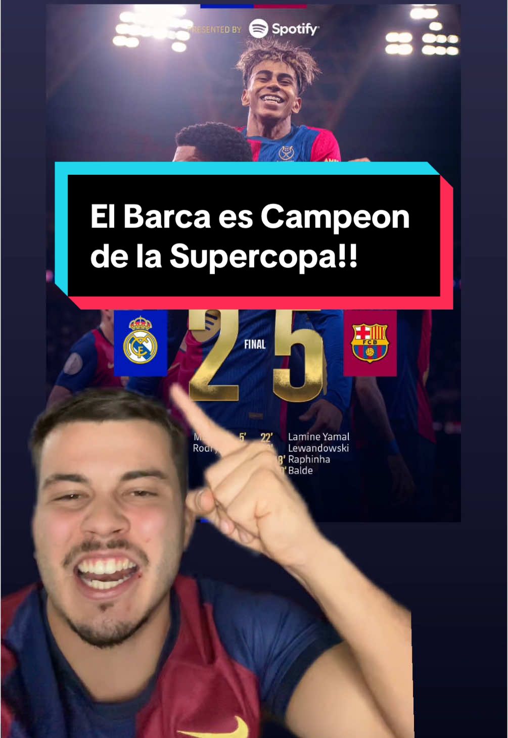 El Barca gana la Supercopa 2-5 al Real Madrid!! #tiktokfootballacademy #deportesentiktok #fcbarcelona #realmadrid 