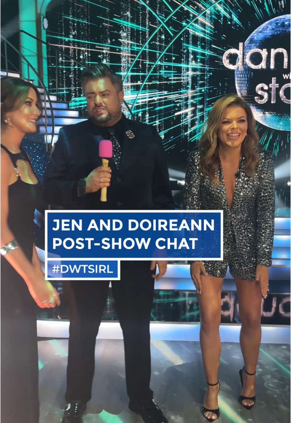 Catching up with our lovely hosts after another brilliant show 🪩 #DWTSIRL 