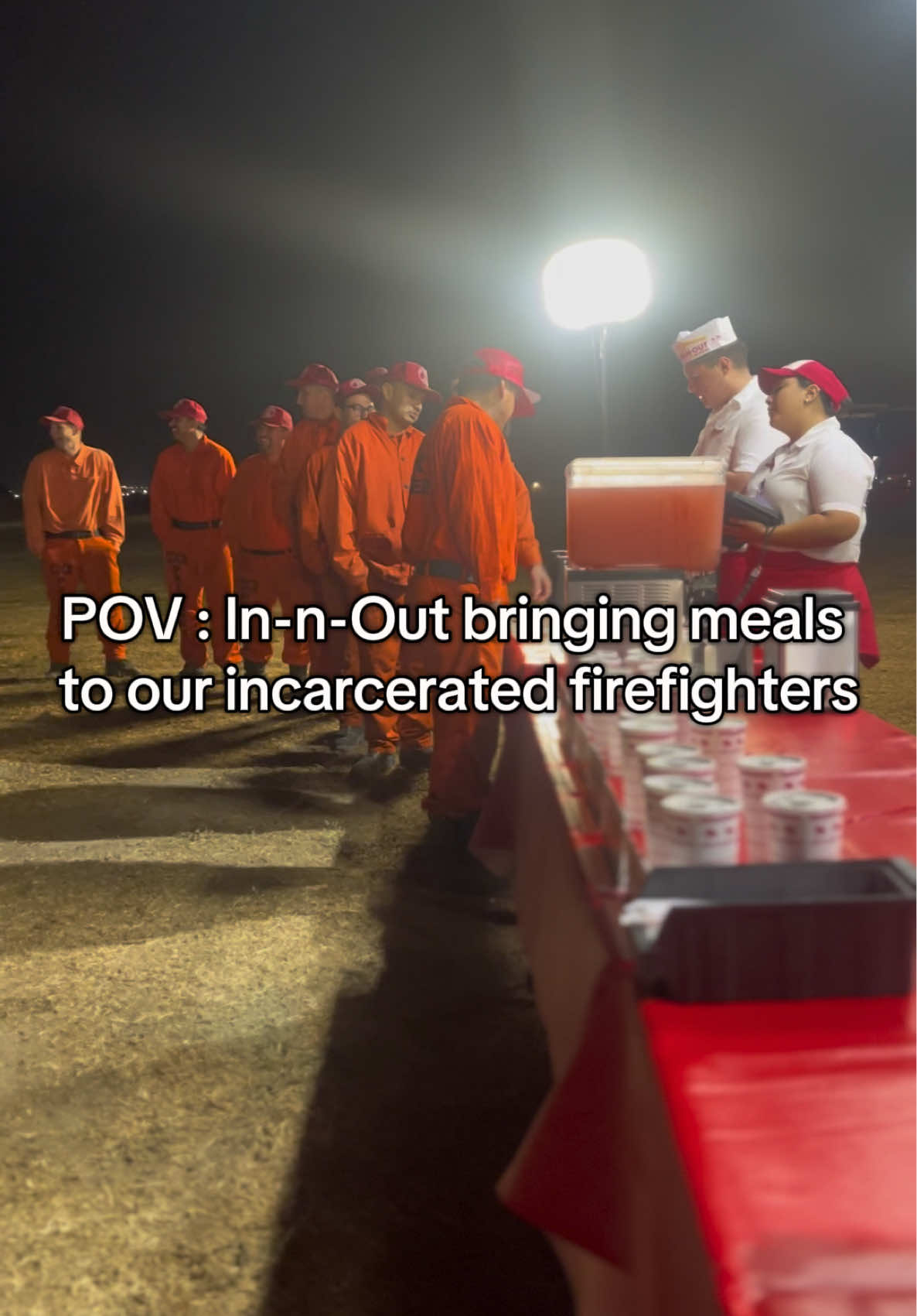 Thank you Scott Budnick for bringing In and Out meals to our incarcerated firefighters heroes 🍔❤️🙏🏽  Videos by @kidwitdacamera_free @Forever23production #firefighter #firefighters #lafire #pacificpalisades #losangeles #inandout #foodtiktok #prison #prisontiktok #prisontok #jail #jailtok #incarcerated #prisonreform #fyp #fypシ #foryoupage 