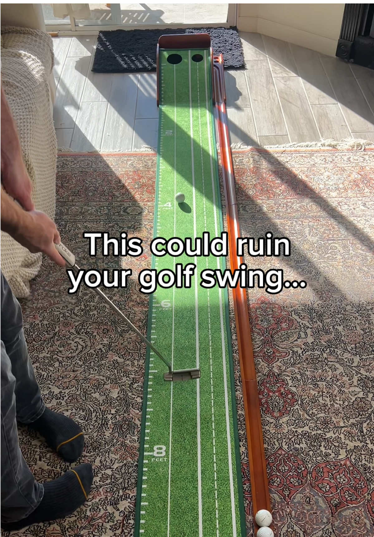 This putting mat is so fun to practice on 😊 #golf #golftiktok #golfer #puttingmat #golftok #sale #tiktokshop #golfing 