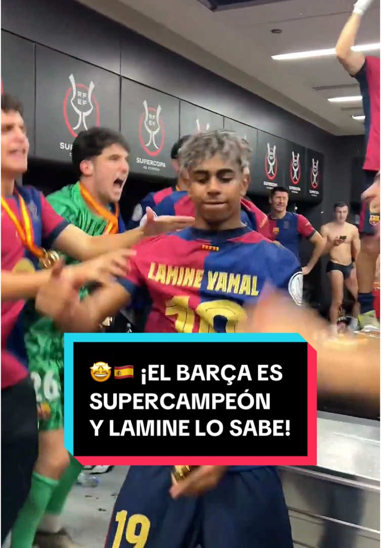 ¡LOS FESTEJOS DE UN TÍTULO HISTÓRICO! 🔵🔴 #Barcelona aplastó 5-2 a #RealMadrid y conquistó la #Supercopa de España 🏆🇪🇸 📹 @fcbarcelona  #TikTokDeportes #LamineYamal #Yamal #Futbol 