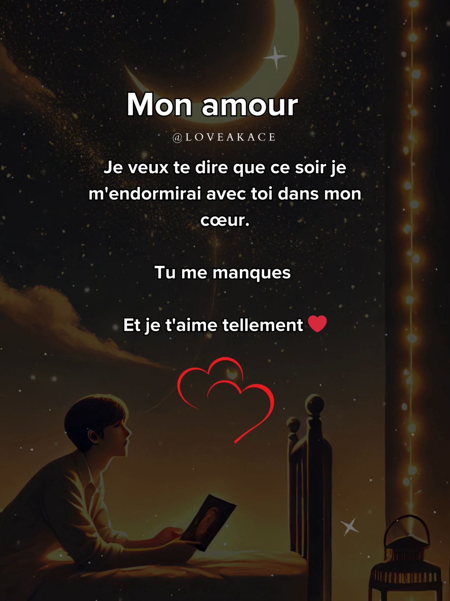 Mon amour Je veux te dire que ce soir je m'endormirai avec toi dans mon cœur ❤️ . . #motsdamour #messagedamour #textedamour #declarationdamour #promessedamour #amourinfini #amoureternel #jetaime #monamour #monhomme #mavie #amoureux #amoureuse #loveakace #akace #akacesylso