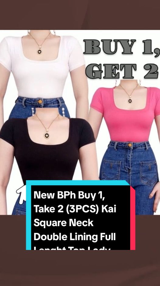 New BPh Buy 1, Take 2 (3PCS) Kai Square Neck Double Lining Full Lenght Top Lady Womenswear Tshirt Basic Comfort Only ₱185 pesos! Don't miss out! Tap the link below! #buy1get2  #topsforwomen #TikTokShop #tiktokfinds #tiktokaffiliate #TikTokFashion #tiktokph #LearnOnTikTok 