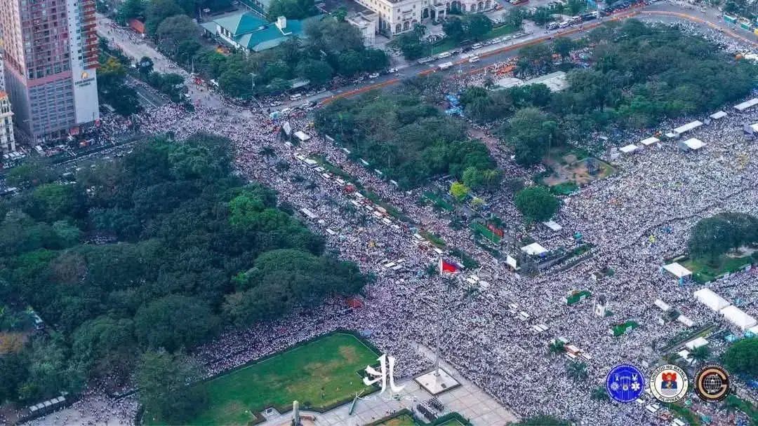 LOOK: As of 9 a.m. today, January 13, 2025, an estimated crowd of 701,145 filled the streets of Ermita as brethrens of Iglesia Ni Cristo show solidarity in their 