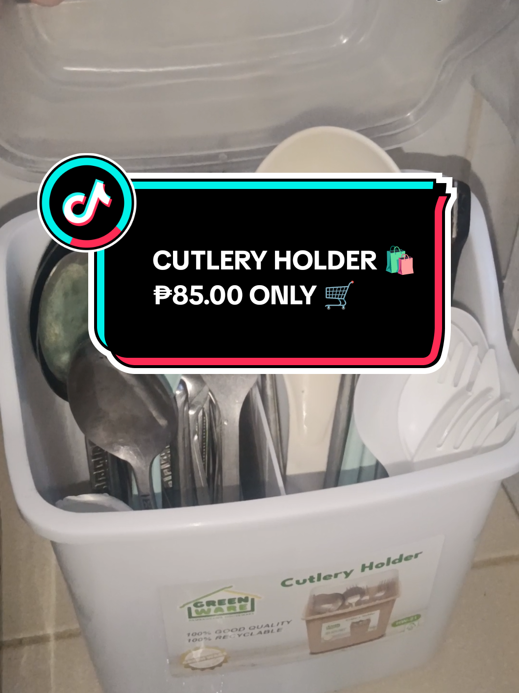 SPOON / FORK ORGANIZER - HOLDER ₱85.00 Only 🛍️  CLICK THE YELLOW BASKET 🧺  #cutleryholder #household #tiktokfinds 