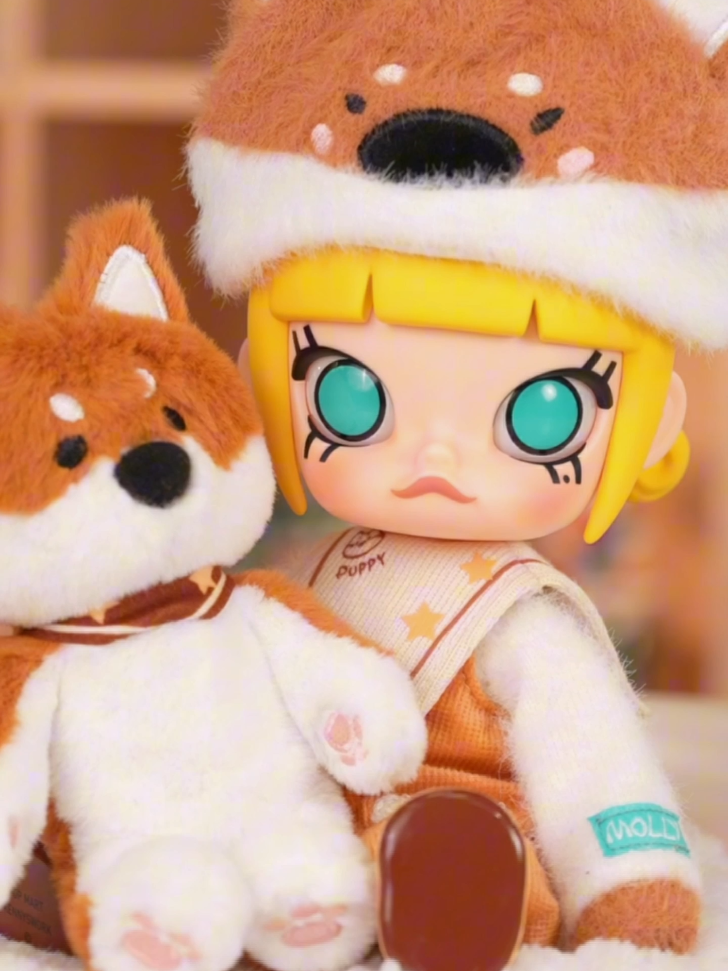 Fluffy Baby Molly and a fluffy Shiba Inu! I’m gonna melt! 🥹✨ #POPMART #babymolly #hug #bjd #arttoy