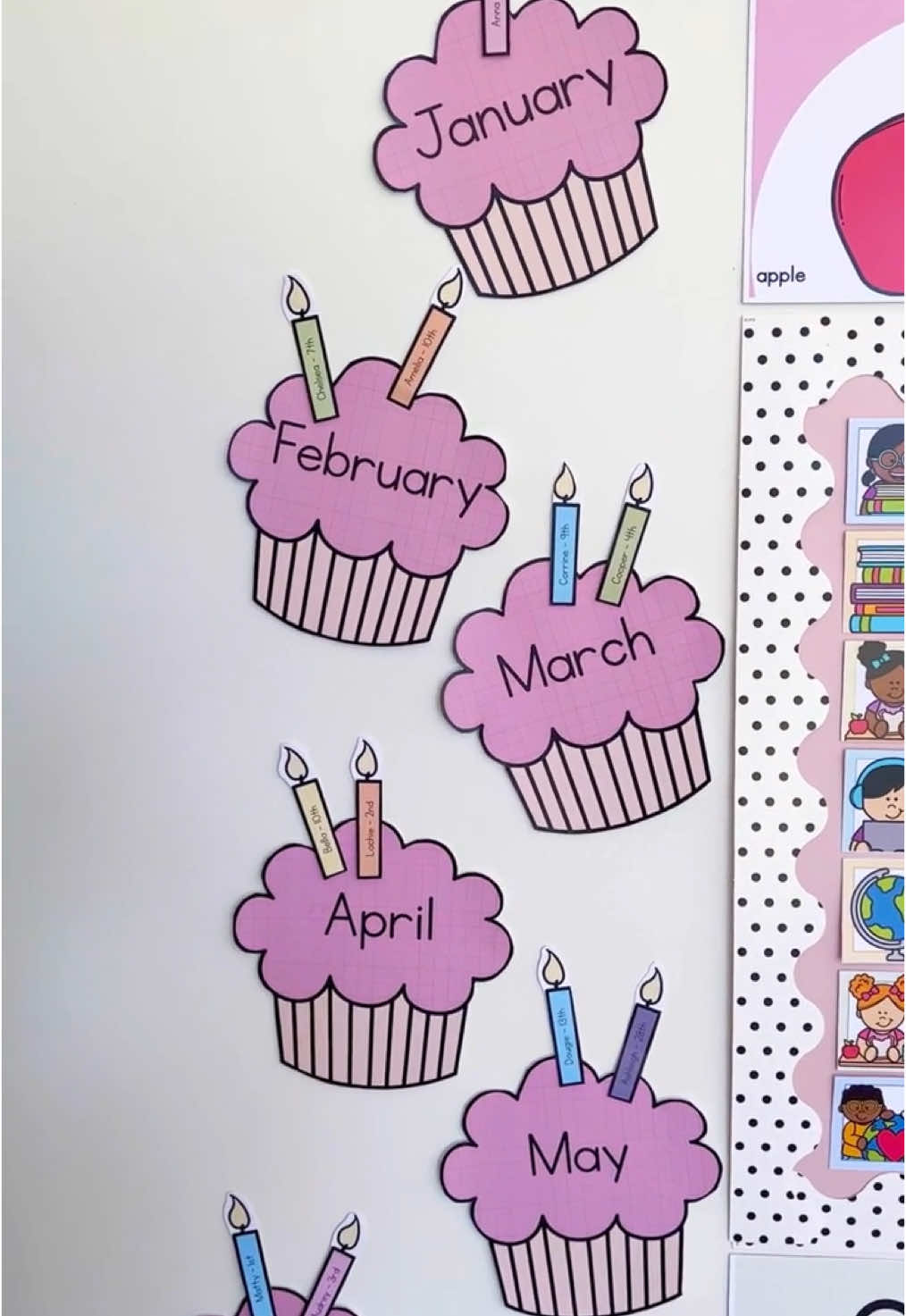 Birthday Cupcake Display for your classroom! 🧁⁠ ⁠ LINK IN BIO! ⁠ #classroomdecor #mrsedgar #backtoschool