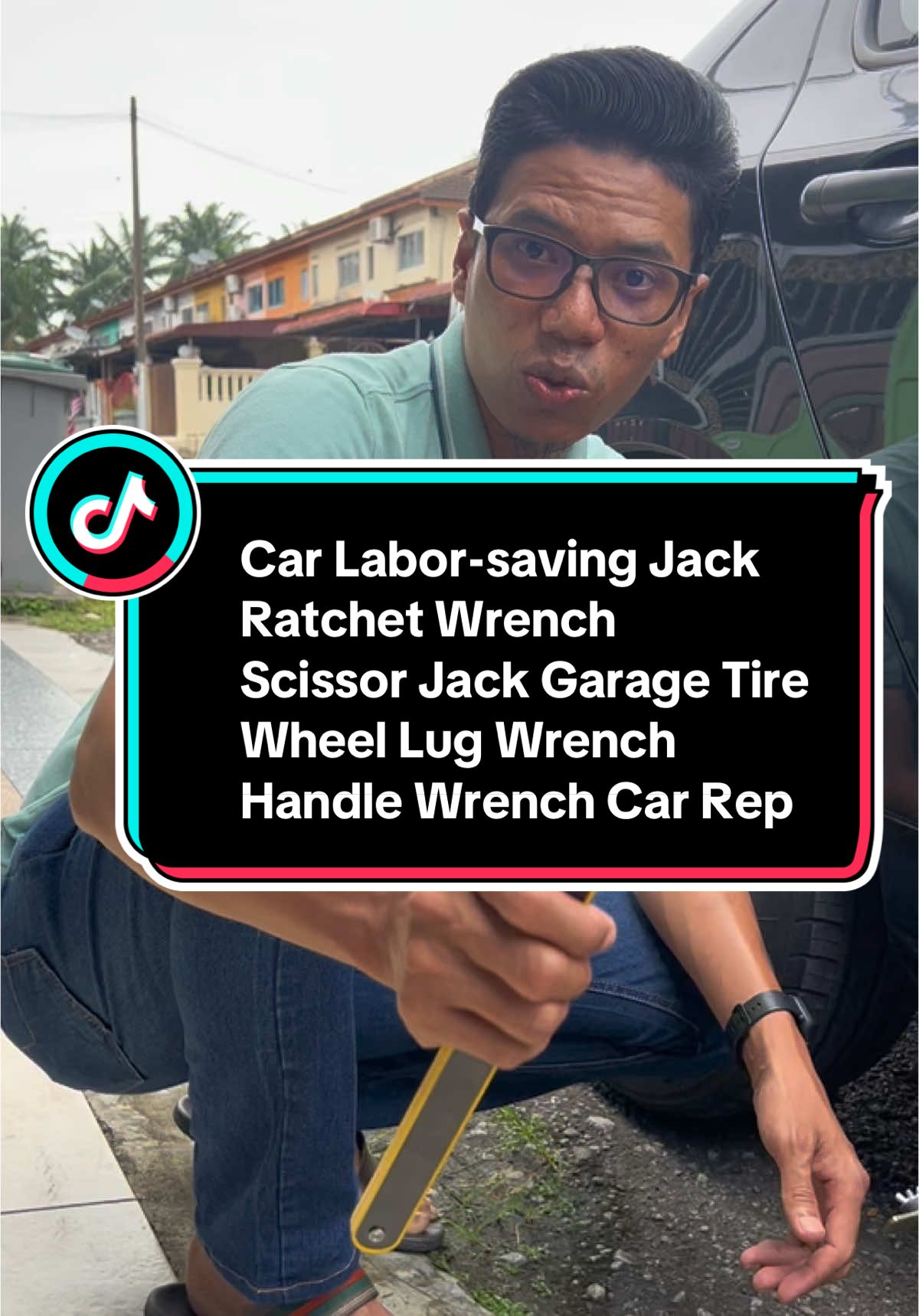 Car Labor-saving Jack Ratchet Wrench Scissor Jack Garage Tire Wheel Lug Wrench Handle Wrench Car Repair Tool Carbon Hardware#handlejackkereta #handlejackratchet 