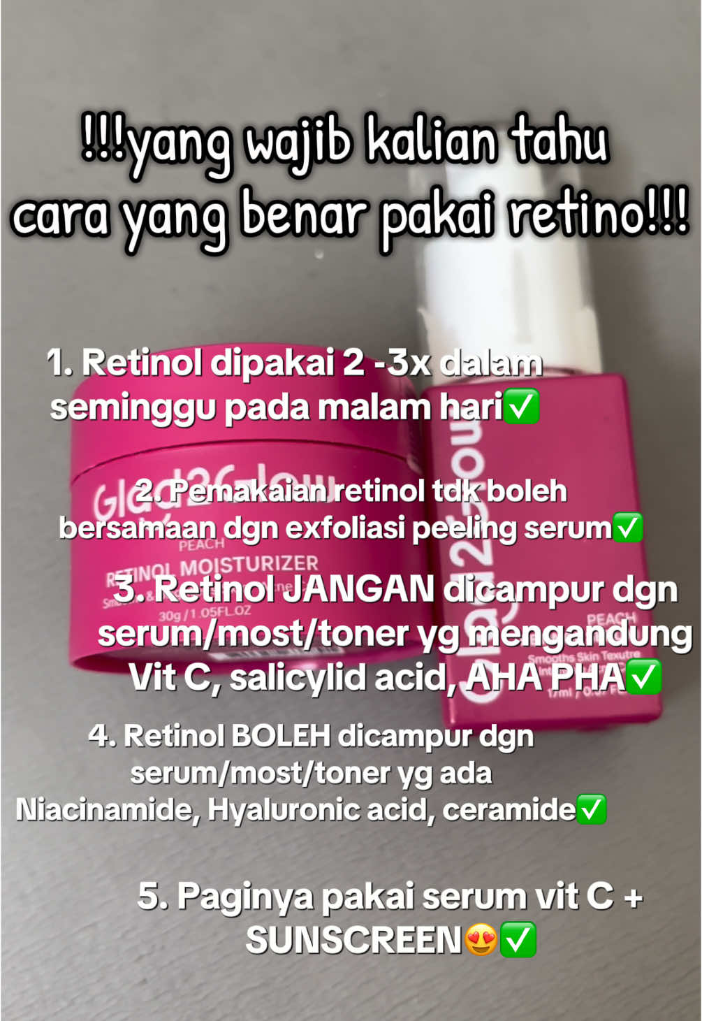 Retinol + serum glad2glow yg ampuh bikin kulit glowing #glad2glow #glad2glowretinol #retinol #serumwajah #fyp #fyppppppppppppppppppppppp 