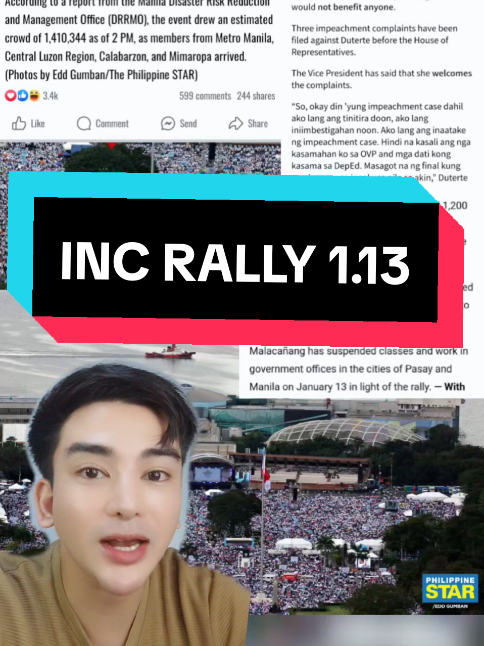 Almost 1.5 Million na tao umattend sa rally ng IGLESIA NI CRISTO sa Quirino Grandstand para suportahan si Pangulong Bongbong Marcos Jr. sa kanyang pag oppose na maimpeach si VP SARA DUTERTE #NationalRallyforPeace #INC 