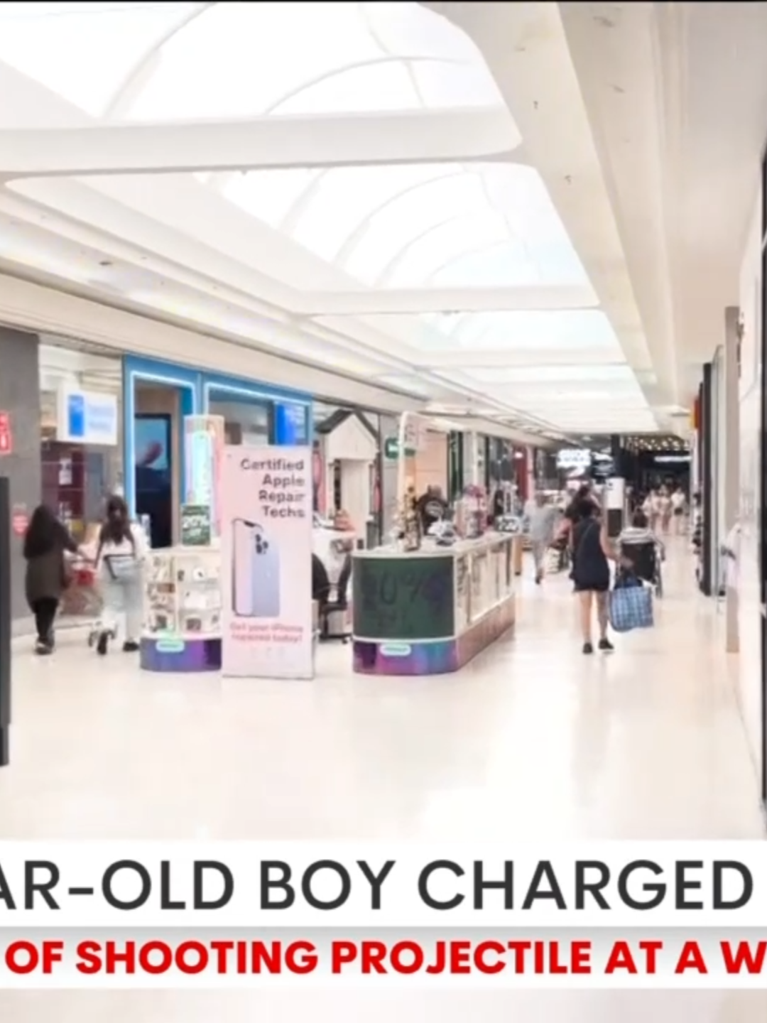 An 11-year-old boy has been arrested after allegedly shooting a toy weapon at a woman who was shopping at West Lakes. #7NEWS