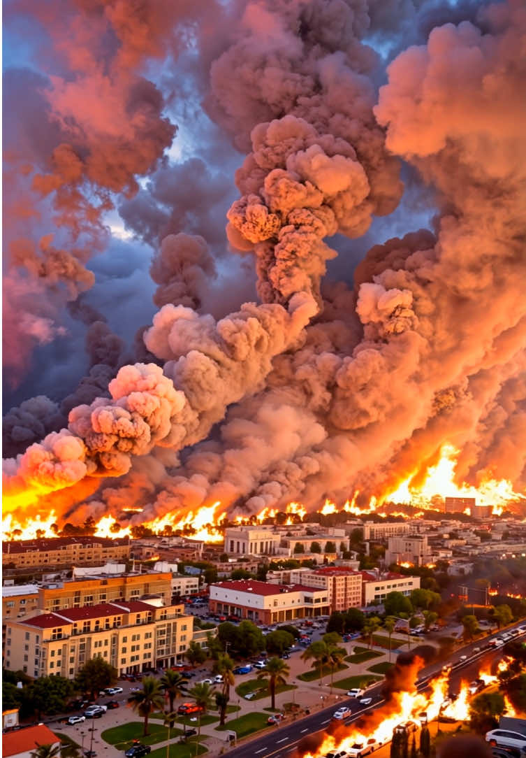 Wildfire.. #losangeles #california #ai #aiart #america #usa🇺🇸 #trendingvideo #fypp #goviral #gaza #palestine #viral_video #burn #kesfet #fire #danger #breakingnews #news 