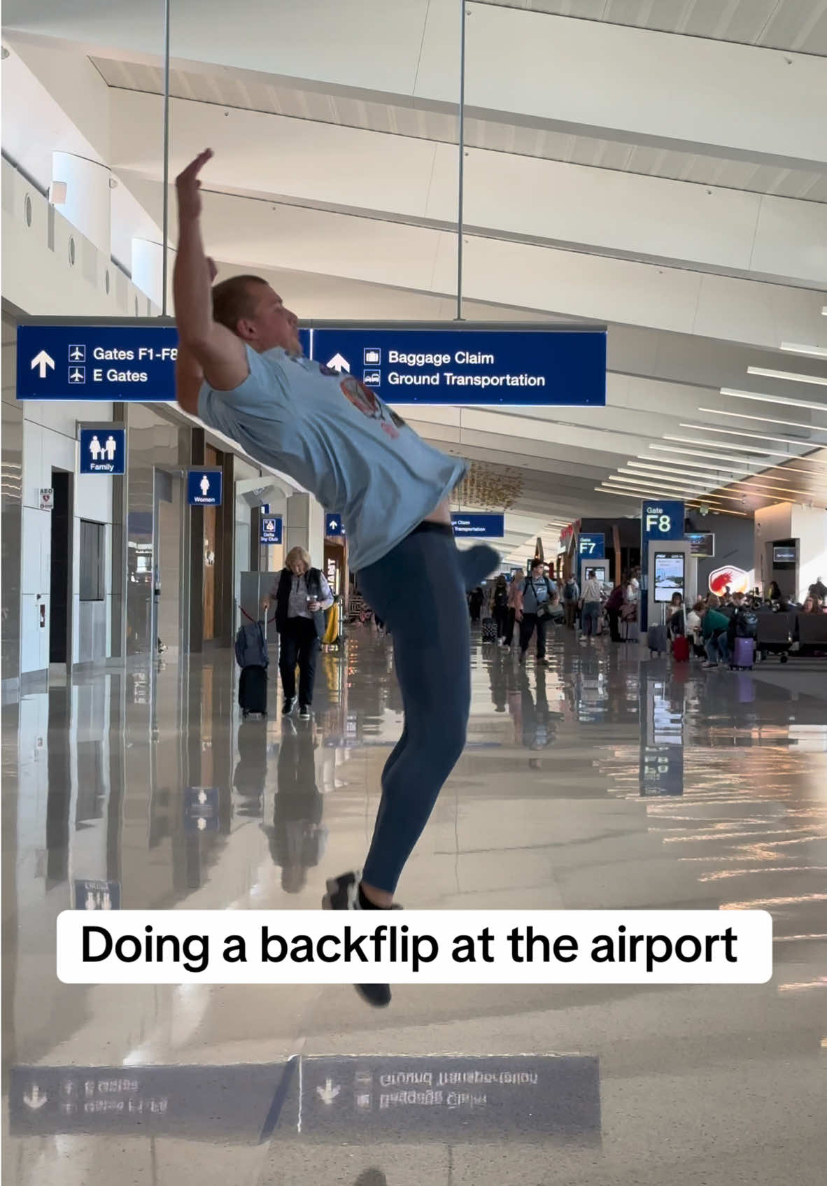 Doing a backflip in my leggings! I was so nervous to travel in these bad boys but everyone thought I was pretty cool