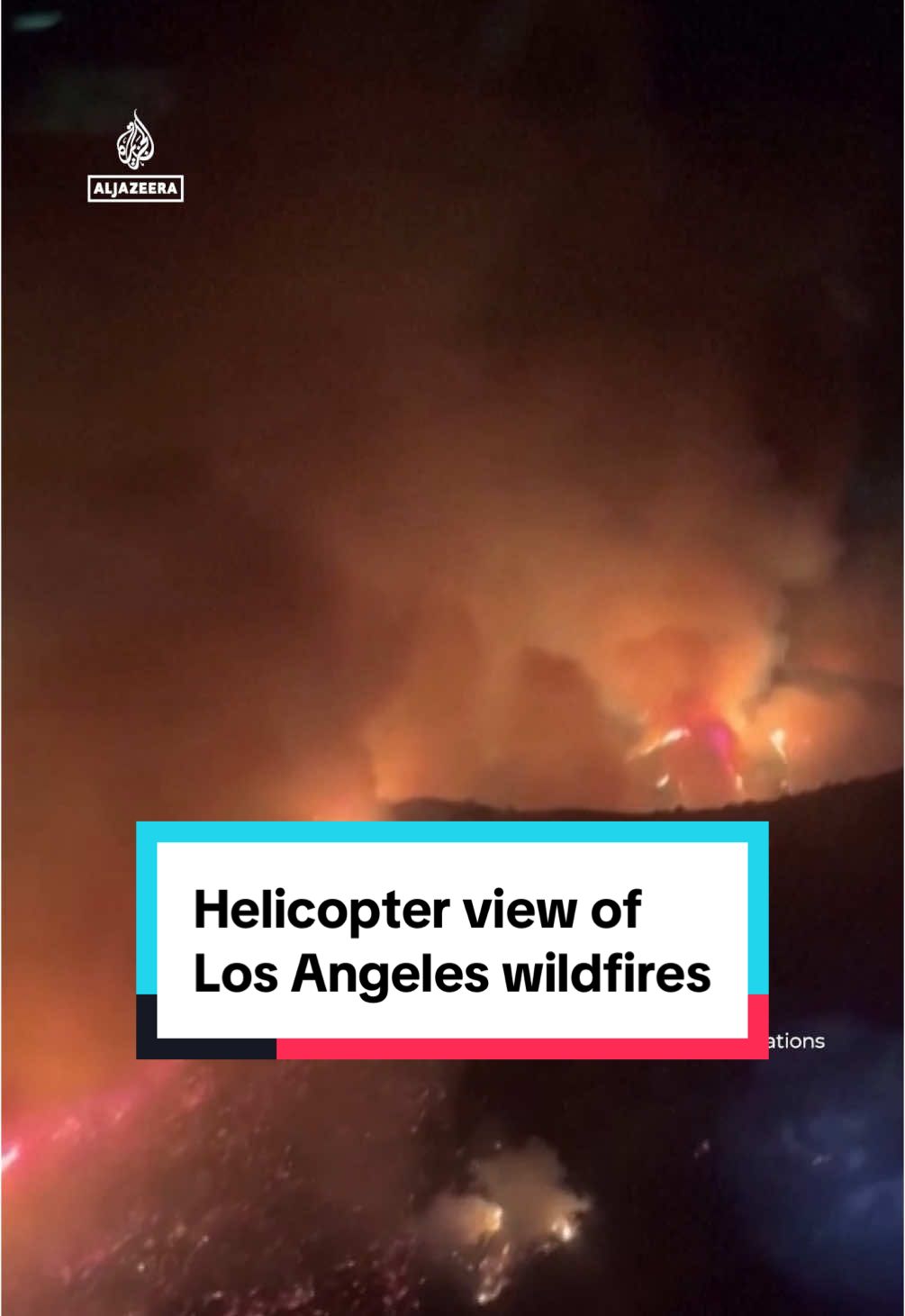 This video taken from a helicopter shows flames engulfing #California’s #SantaMonica Mountains as the #Palisades #wildfire in the #US continues to burn. #news #pacificpalisades #wildfires 