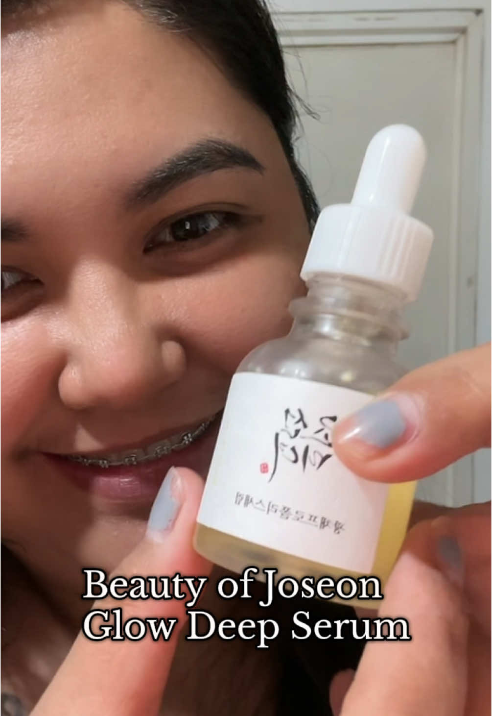 Beauty of Joseon Glow Deep Serum Rice + Arbutin. It is lightweight, hydrating serum that brightens and even out the skin tone. #beautyofjoseon #koreanskincare #glowingskin #glowdeepserum #fyp #skincareroutine 