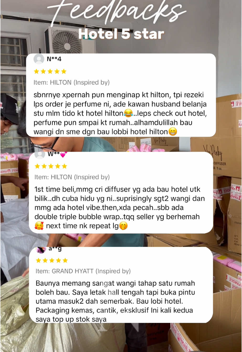 Wahhh feedback dari customer kita guys 😍 bauan hotel 5 star memang best dan wangi #shoppinghaul #nelle #nellebeauty #nellebeauty💇🏽‍♀️💅 #nellebeauty💇🏽‍♀️ #perfumetiktok #terpalingpewangirumah #pewangitandas #rayawangi #pewangirumah #scenteddiffuser #wangiraya2025 #inspiredbyhilton #inspiredbyshangrila #inspiredbygrandhyatt #CapCut