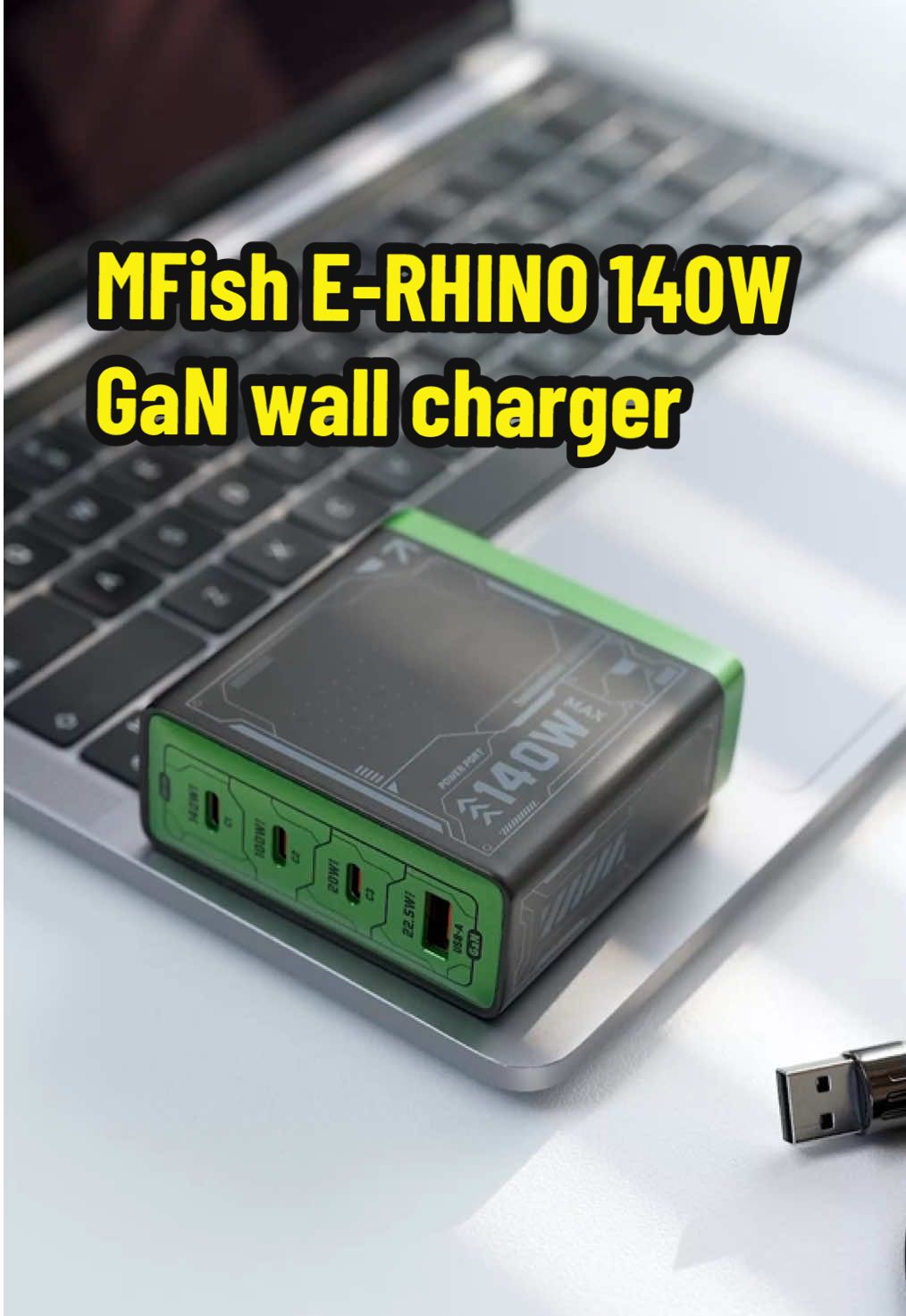 This is Mfish E-RHINO 140 W extremely fast charging station. #mfish #mfishtech #4in1carcharger #wallcharger #phonecharger #140w #laptopcharger #travelcharger #treasurefinds #spotlightfinds#tiktokshoploveatfirstfind #foldable #travel #gift #musthaves