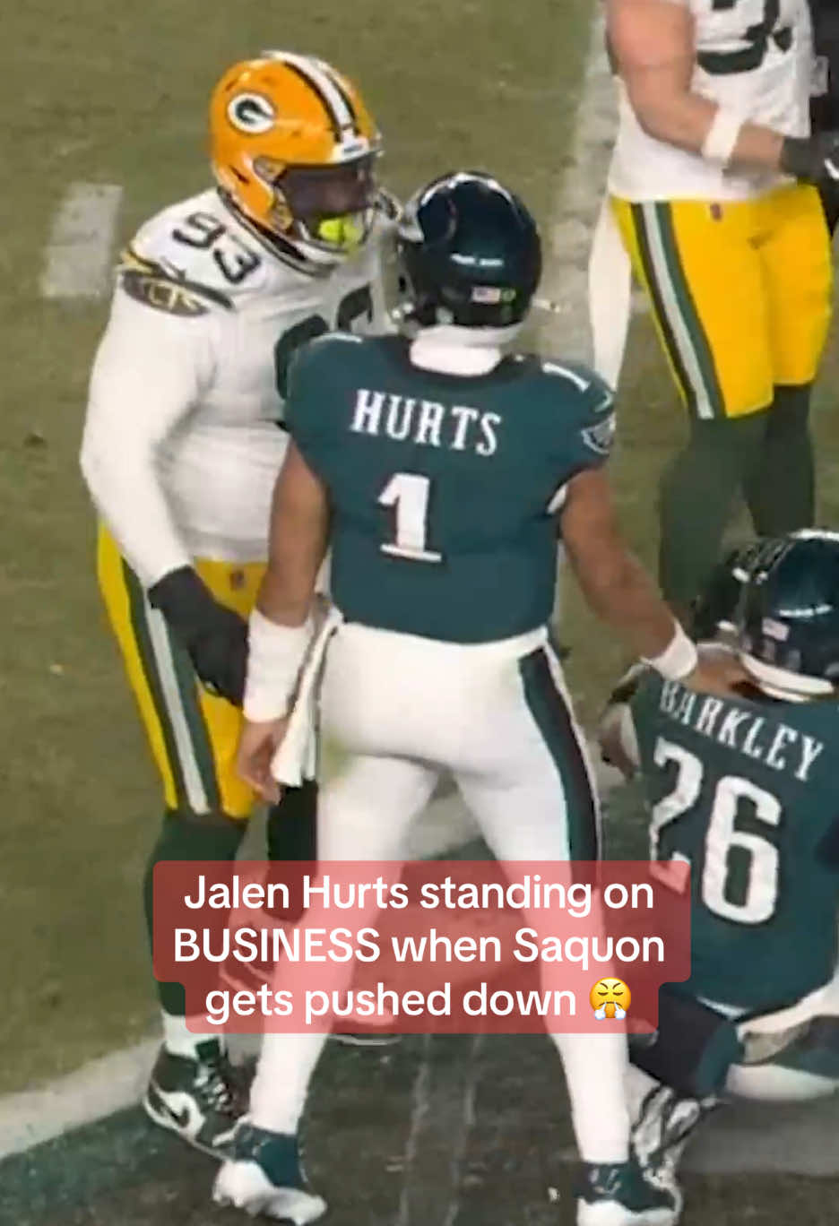 Hurts apparently not intimidated by TJ Slaton #nflfootball #nfl #fypシ゚viral #nflmemes #football #eagles 