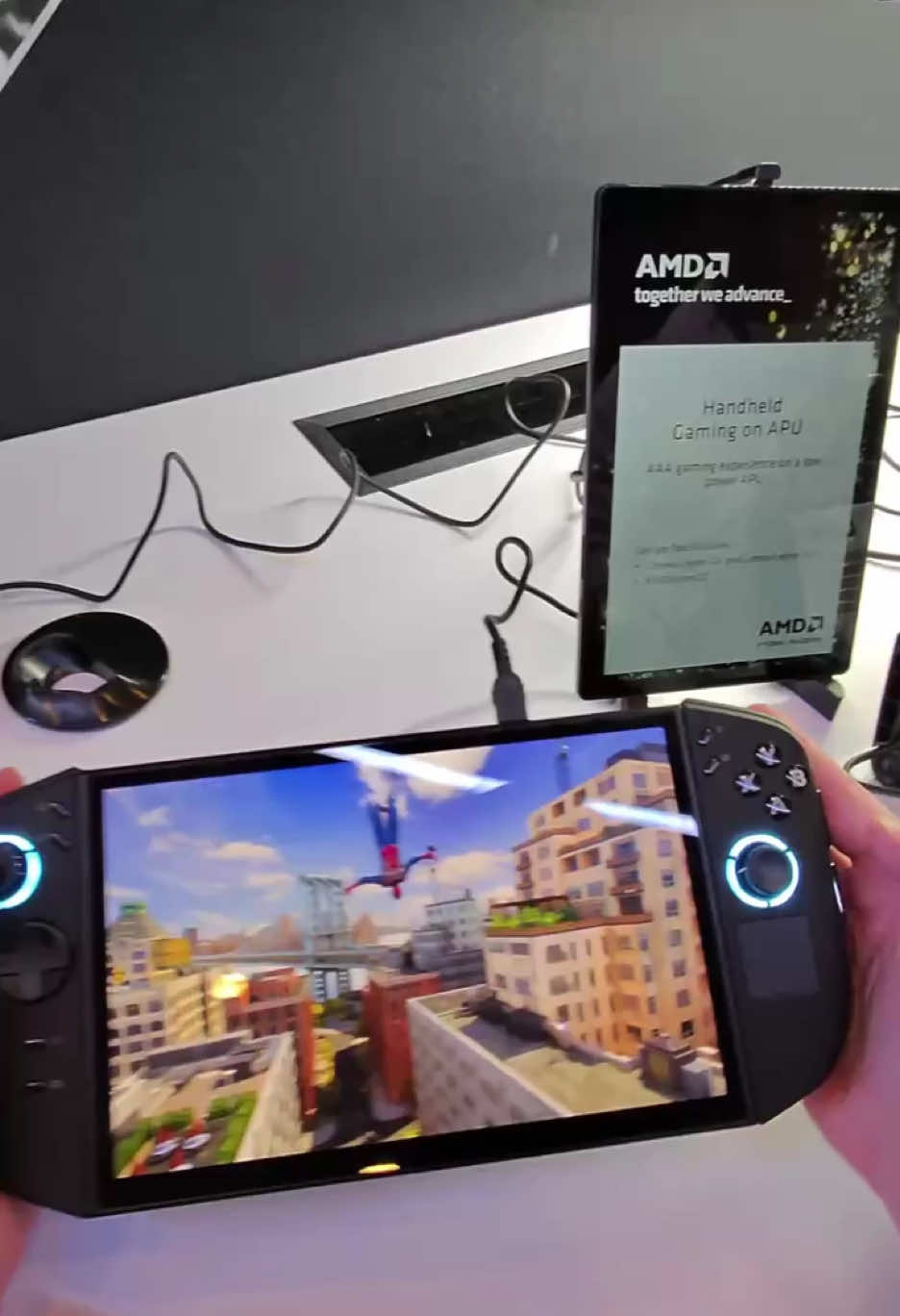 Lenovo actually brought three gaming handhelds to CES. Here's the Lenovo Legion Go 2 prototype running AMD's unreleased Ryzen Z2, and with way better ergonomics than the original. Lenovo hinted to us it'll probably be Windows, not SteamOS. #lenovo #amd #gaming #ces #techtok 