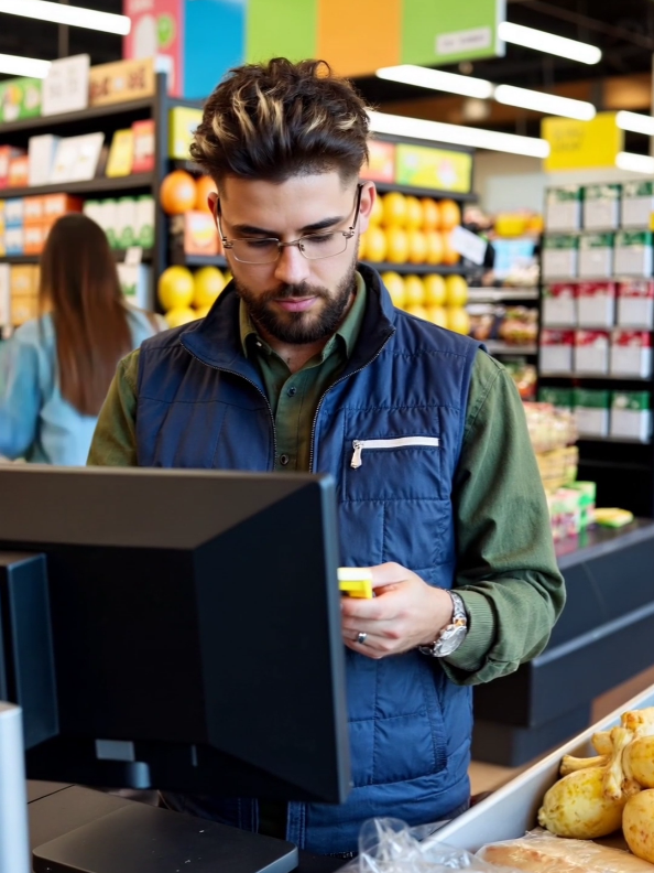 Greek artists as supermarket employees. #aiinfluence #fyp #ai #aivideo #fy #light #toquel #snik #trap #artist #supermarket 