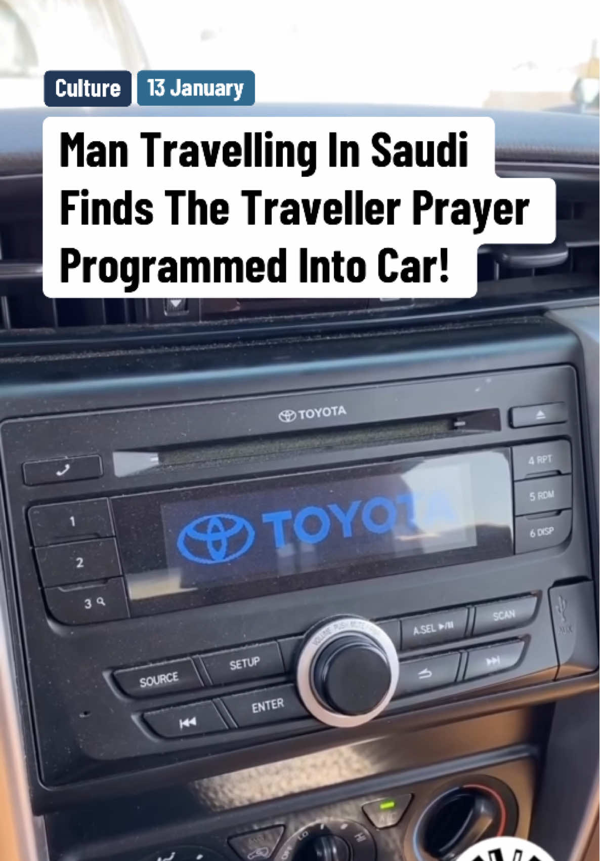 This car in Saudi Arabia has been programmed to play the dua before travelling when you start it up. 📹: Scott Chisholm