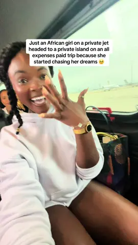 Just an African girl on a private jet headed to a private island on an all expenses paid with @tarte cosmetics 💜💜💜
