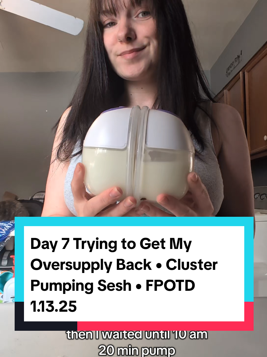 Day 7 (resuming, skipped Sunday) of Trying To Get My Oversupply Back! Using wearables is easy for me during my work hours. 1.13.25 9am. Cluster pumping has been a game changer btw. #clusterpumping #pumpingmom #breastfeedingjourney #pumpingjourney #oversupply #wfhmom 