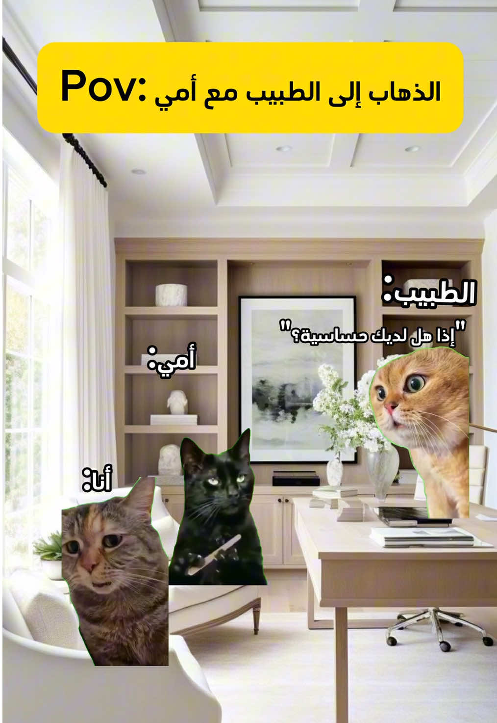 الذهاب إلى الطبيب مع أمي. #catmemes #realatable #Relationship #mom 