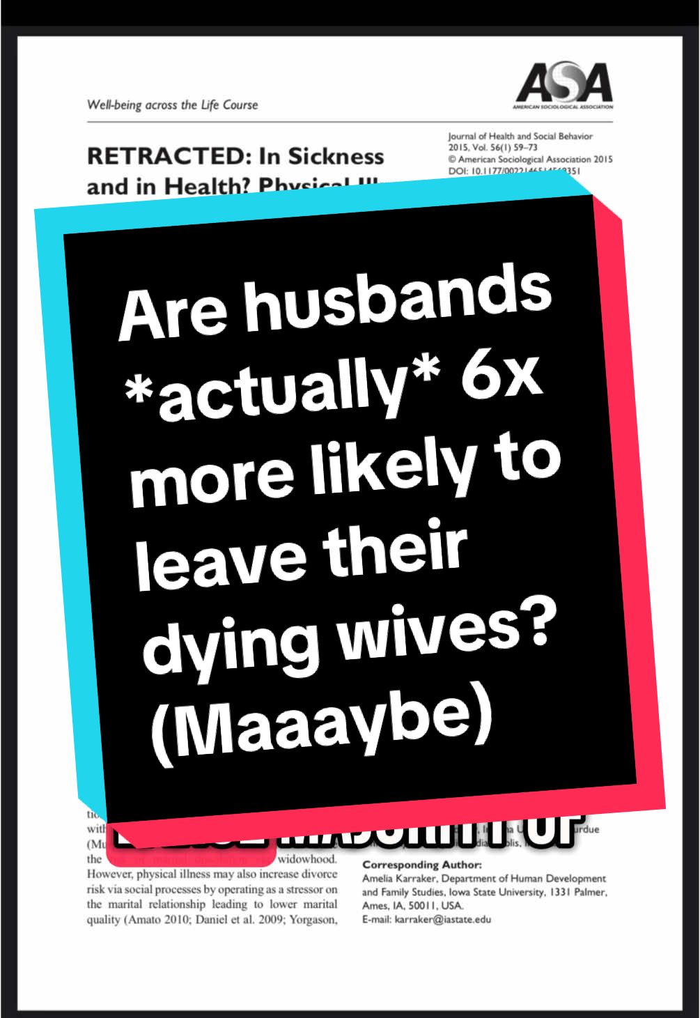 #stitch with @DrRachelBarr  Are husbands actually more likely to leave their dying spouses? I’m not sure we’ll ever get a satisfying answer to this question until people start asking the right questions