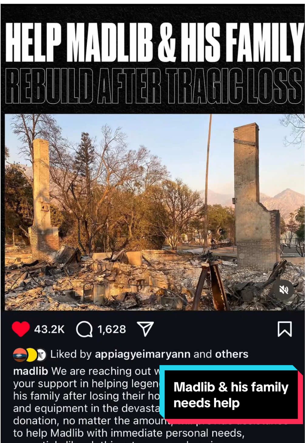 If you are able to, please help Madlib and his family. They need help rebuilding due to LA Fire 🙏🏽 #greenscreen #raptok #musictok #fyp #madlib #freddiegibbs #mfdoom #lafire 