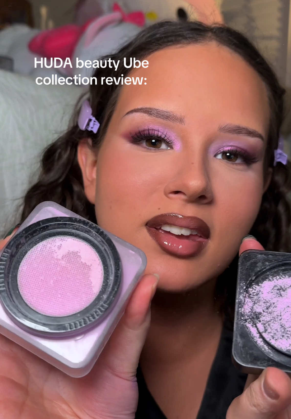 IG- c00laquariusg1rl   @Huda Beauty Ube birthday cake powder review #makeupreview 