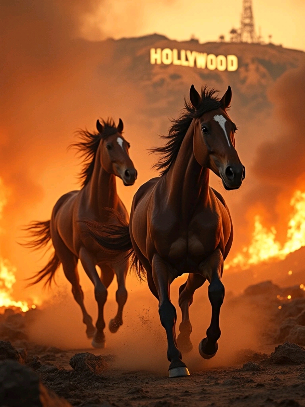 Los Angeles Hollywood pegando fogo, está em chamas.  #losangeles #fogo #hollywood #fire #animais 