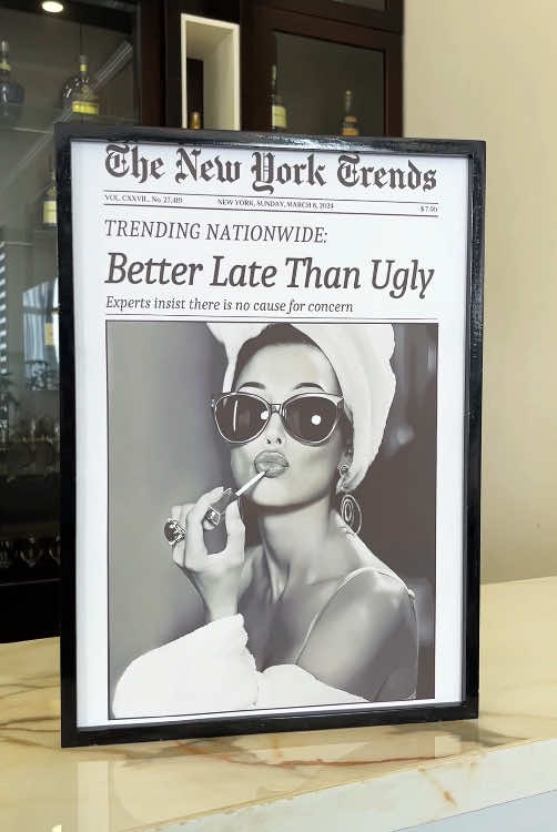 Bc better late than ugly! 🎀 Add a touch of Audrey elegance to your wall! 🖼️✨ #independentwoman #bossbabe #richgirl #motivational #darkfeminineenergy #success #motivation #poster #decoration #homedecor #roomdecor #wallart