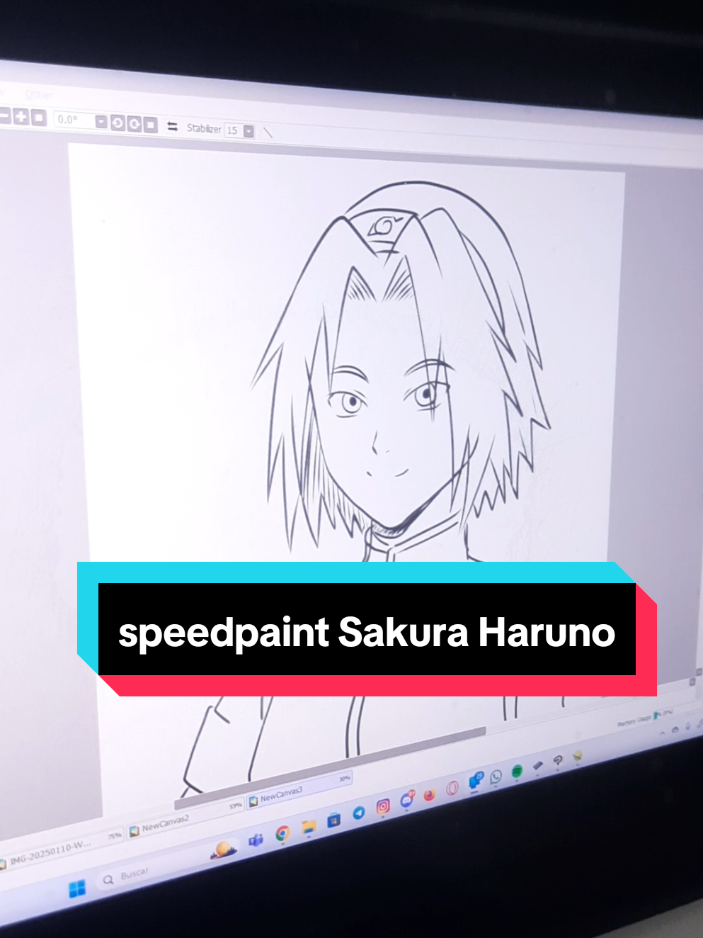 esta vez te muestro un #speedpaint de #sakuraharuno del popular #Anime #narutoshippuden  #dibujodigital #manga #wacom 