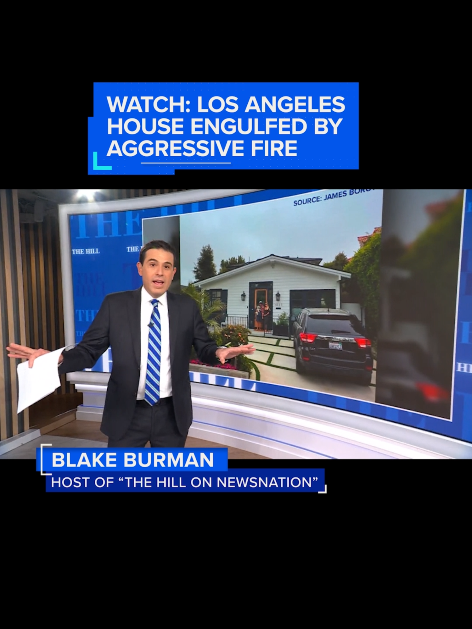 Photos from a camera outside a #PacificPalisades home show just how quickly residences burned in the #losangeles County fires. Blake Burman, host of “#TheHill on NewsNation,” says his friend who lost his house lived less than a mile from the local fire station.