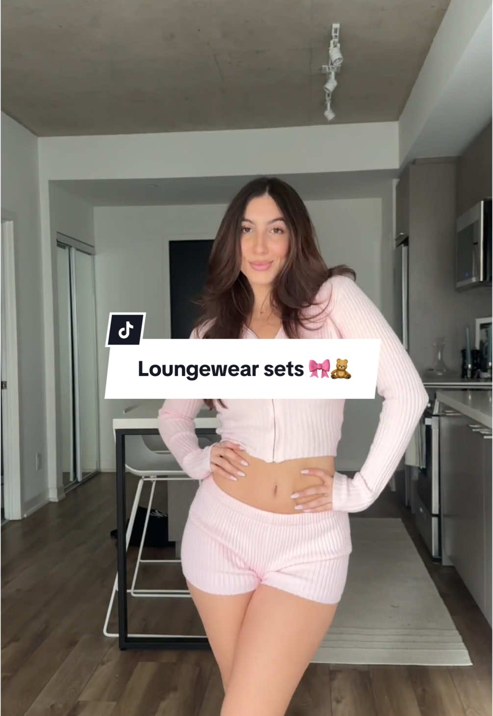 Hibernating but staying cute🎀🧸 obsessed with these matching lounge sets  Ribbed Knit Zip-Up Hooded Sweater Ribbed Knit Shortie #loungewear #loungesets #cuteloungesets #cuteloungewear #matchingsets #sweatersets #pinksets 