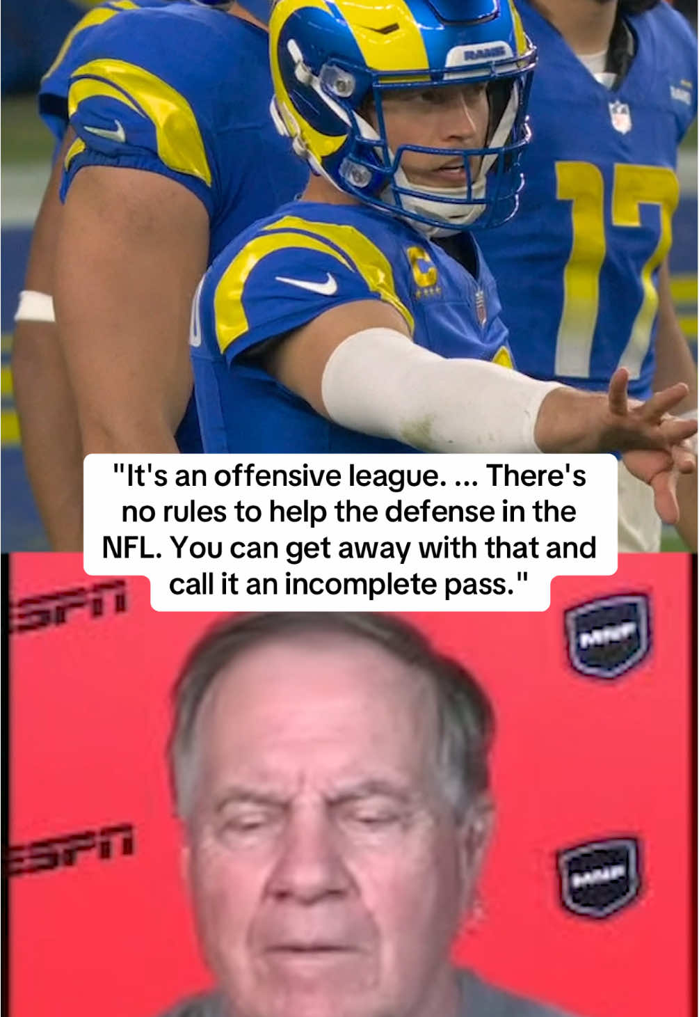 #BillBelichick on #MatthewStafford's incomplete pass. #NFL #football #Vikings #Rams